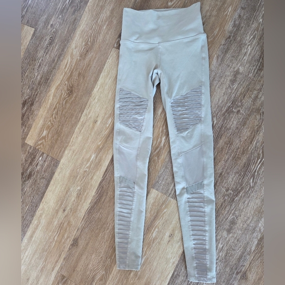 Alo Moto Legging High Waist Breathable Micro Performance Double Knit Fabric Grey - Picture 4 of 14